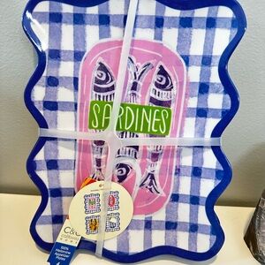 C&C California Blue Check Sardine Melamine Plate Set